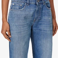 STELLA MCCARTNEY Distressed Contrast-stitch Straight-leg Mid-rise Jeans 10 STELLA MCCARTNEY Distressed Contrast-stitch Straight-leg Mid-rise Jeans -Outlet Pique Style Store R04125582 MIDBLUE ALT04