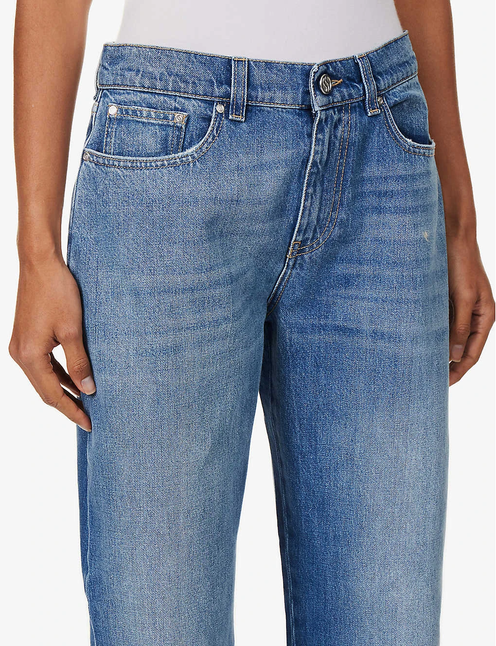 STELLA MCCARTNEY Distressed Contrast-stitch Straight-leg Mid-rise Jeans 5 STELLA MCCARTNEY Distressed Contrast-stitch Straight-leg Mid-rise Jeans - Image 5