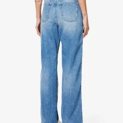 STELLA MCCARTNEY Distressed Zipped-panel Straight-leg High-rise Jeans -Outlet Pique Style Store R04125584 MIDBLUE ALT03