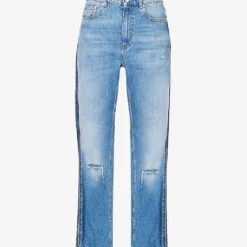 STELLA MCCARTNEY Distressed Zipped-panel Straight-leg High-rise Jeans