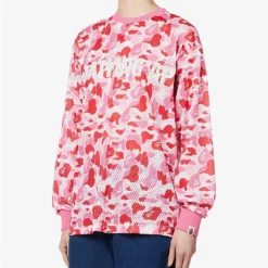 Camouflage Logo-print Mesh T-shirt -Outlet Pique Style Store R04126038 PINK ALT02