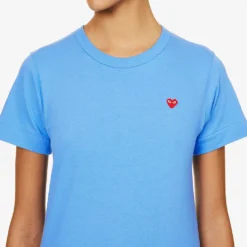 Comme Des Garçons Play Logo-embroidered Cotton-jersey T-shirt -Outlet Pique Style Store R04126226 BLUE ALT04