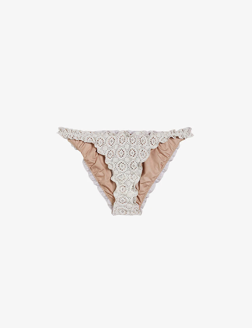 Ted Baker Layleta Frilled-trim Lace-effect Stretch-woven Bikini Bottoms 1 Ted Baker Layleta Frilled-trim Lace-effect Stretch-woven Bikini Bottoms