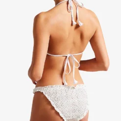 Ted Baker Lileth Frilled Triangle Stretch-woven Bikini Top -Outlet Pique Style Store R04126385 WHITE ALT03