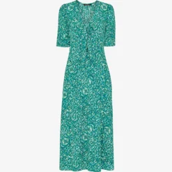 Whistles Floral-print V-neck Woven Midi Dress