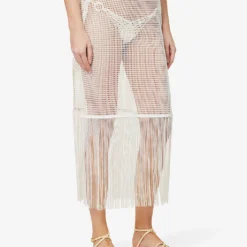 Camelia Fringe-trim Cotton-knit Maxi Skirt -Outlet Pique Style Store R04126880 SNOWWHITE ALT02
