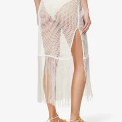 Camelia Fringe-trim Cotton-knit Maxi Skirt -Outlet Pique Style Store R04126880 SNOWWHITE ALT03