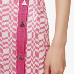 Missoni Sequinned Graphic-pattern Silk Mini Skirt -Outlet Pique Style Store R04127050 WHITEPINK ALT04