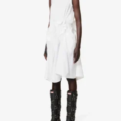 Gathered Longline Cotton-jersey Top -Outlet Pique Style Store R04127328 WHITE ALT02