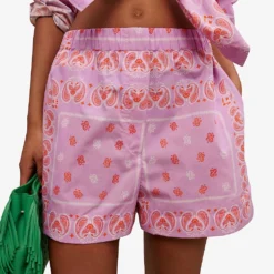 Maje Paisley Print Cotton Shorts -Outlet Pique Style Store R04127660 ROSES ALT04