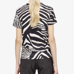 THE KOOPLES Zebra-print Cotton T-shirt -Outlet Pique Style Store R04127676 BLA28 ALT03