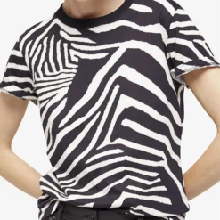 THE KOOPLES Zebra-print Cotton T-shirt -Outlet Pique Style Store R04127676 BLA28 ALT04