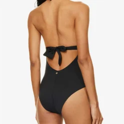 Max Mara Chiara Halterneck Bow-embellished Swimsuit 8 Max Mara Chiara Halterneck Bow-embellished Swimsuit -Outlet Pique Style Store R04127759 BLACK ALT03
