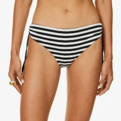 Max Mara Sibilla Striped Bikini Bottoms -Outlet Pique Style Store R04127778 WHITE ALT02