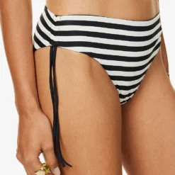 Max Mara Sibilla Striped Bikini Bottoms -Outlet Pique Style Store R04127778 WHITE ALT04