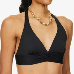 Max Mara Anika V-neck Bikini Top -Outlet Pique Style Store R04127780 BLACK ALT04