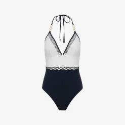 Reiss Ray Colourblock Stretch-nylon Swimsuit