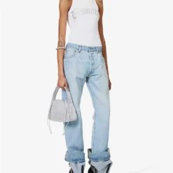 Logo-patch Straight Wide-leg Mid-rise Upcycled Denim Jeans 7 Logo-patch Straight Wide-leg Mid-rise Upcycled Denim Jeans -Outlet Pique Style Store R04127902 LIGHTBLUEWASH ALT01