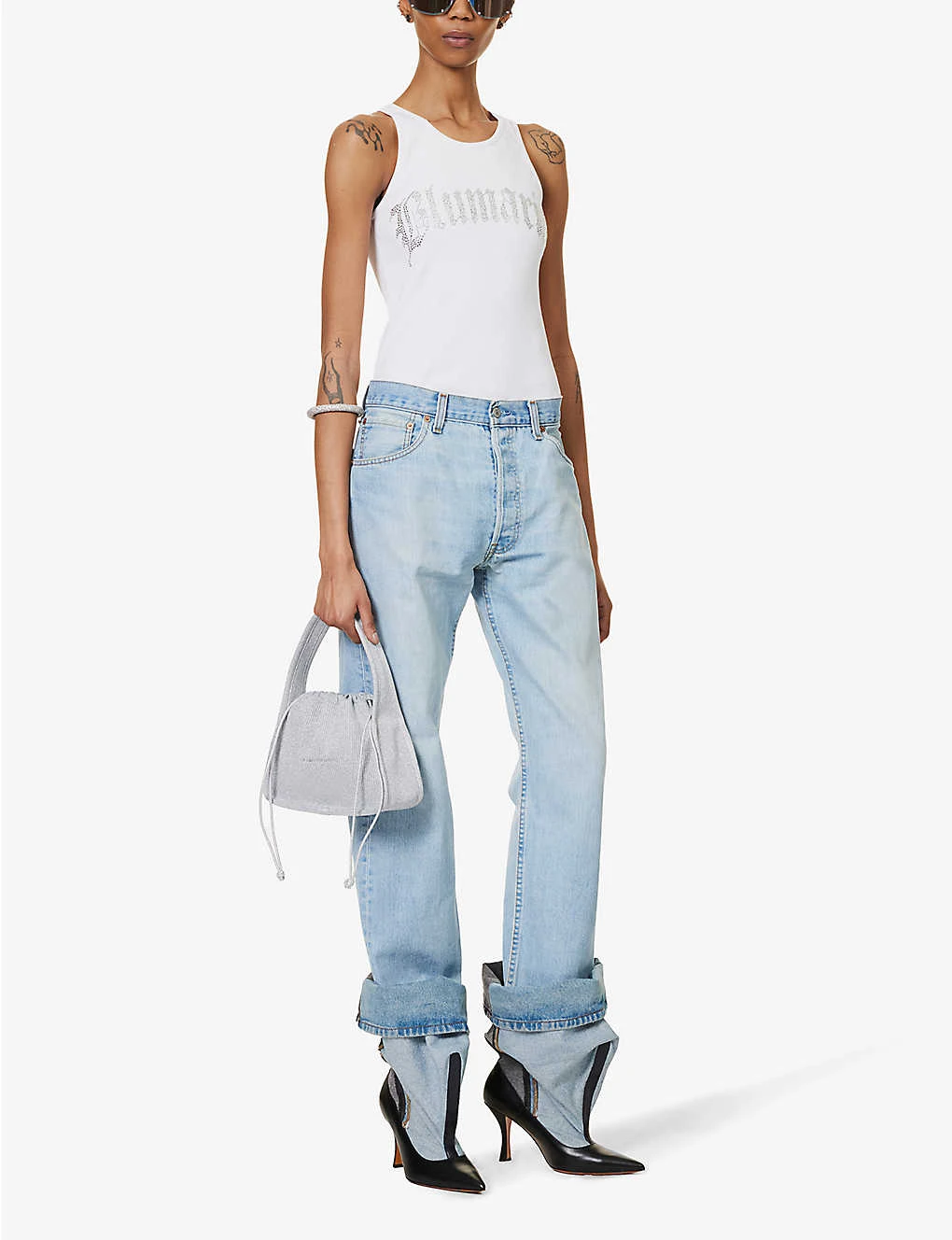 Logo-patch Straight Wide-leg Mid-rise Upcycled Denim Jeans 2 Logo-patch Straight Wide-leg Mid-rise Upcycled Denim Jeans - Image 2