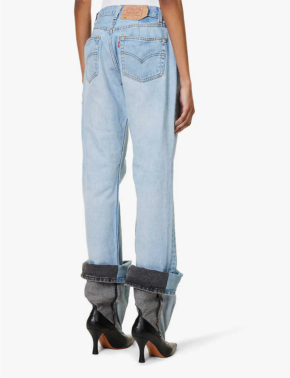 Logo-patch Straight Wide-leg Mid-rise Upcycled Denim Jeans 4 Logo-patch Straight Wide-leg Mid-rise Upcycled Denim Jeans - Image 4