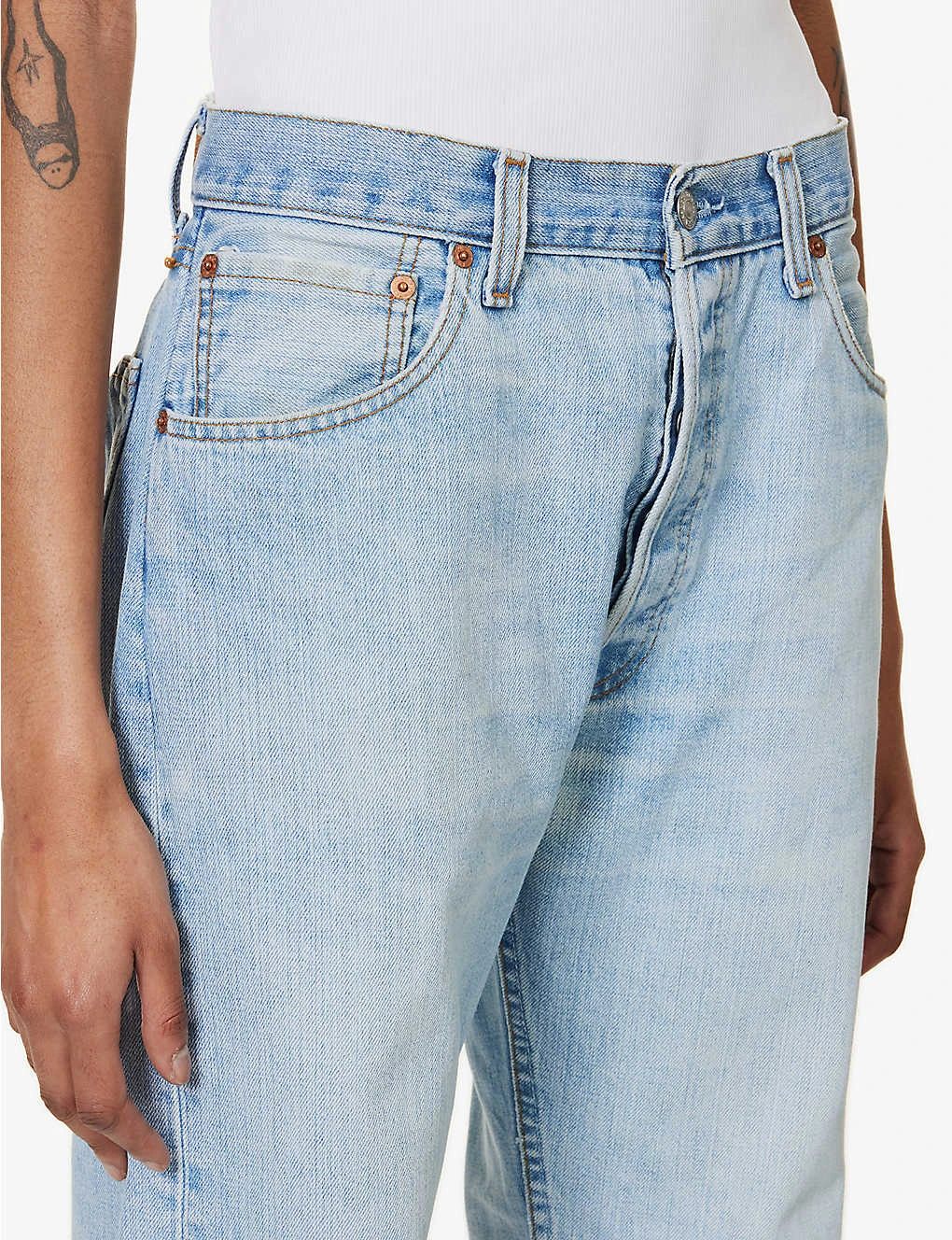 Logo-patch Straight Wide-leg Mid-rise Upcycled Denim Jeans 5 Logo-patch Straight Wide-leg Mid-rise Upcycled Denim Jeans - Image 5