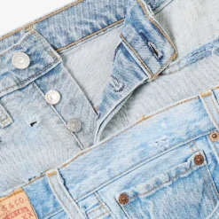 Abstract-panels Distressed Upcycled Denim Mini Skirt -Outlet Pique Style Store R04127905 MIDBLUE ALT06