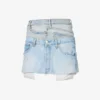 Abstract-panels Distressed Upcycled Denim Mini Skirt