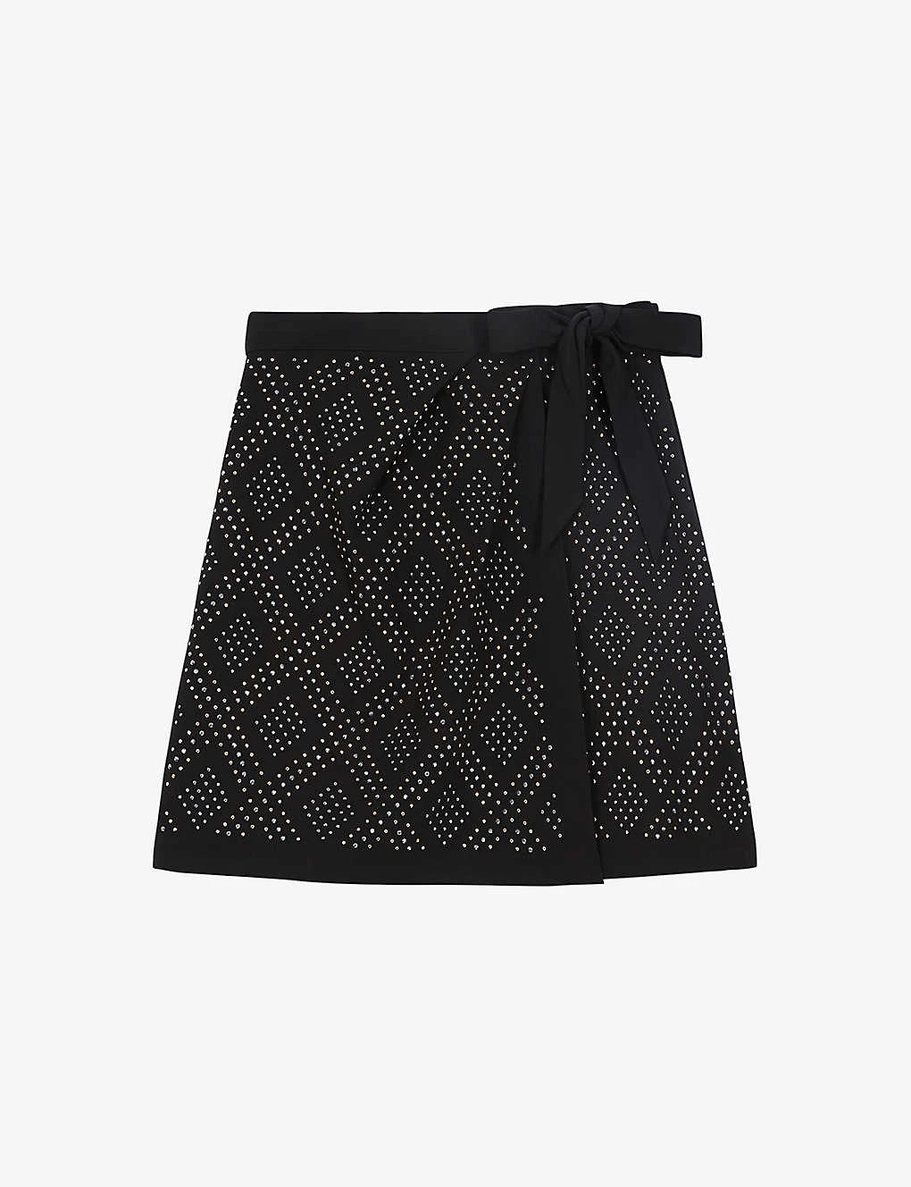 THE KOOPLES Rhinestone-motif Wrap-front Woven Mini Skirt 1 THE KOOPLES Rhinestone-motif Wrap-front Woven Mini Skirt