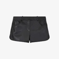 THE KOOPLES Stud-embellished Five-pocket Leather Short