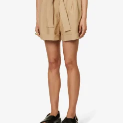 Clementina High-rise Organic-linen Shorts -Outlet Pique Style Store R04128927 TAN ALT02