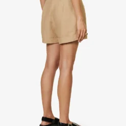 Clementina High-rise Organic-linen Shorts -Outlet Pique Style Store R04128927 TAN ALT03