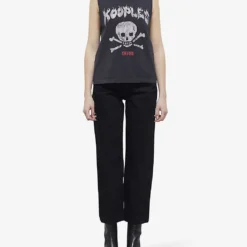 THE KOOPLES Skull-print Sleeveless Cotton T-shirt -Outlet Pique Style Store R04129062 BLA55 ALT01