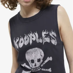 THE KOOPLES Skull-print Sleeveless Cotton T-shirt -Outlet Pique Style Store R04129062 BLA55 ALT04
