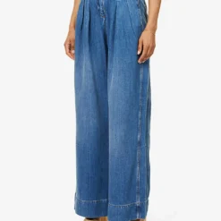 ME AND EM Pleated Wide-leg High-rise Jeans -Outlet Pique Style Store R04129140 BLUEWASH ALT02