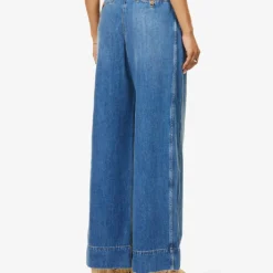ME AND EM Pleated Wide-leg High-rise Jeans -Outlet Pique Style Store R04129140 BLUEWASH ALT03