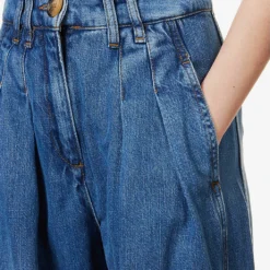 ME AND EM Pleated Wide-leg High-rise Jeans -Outlet Pique Style Store R04129140 BLUEWASH ALT05