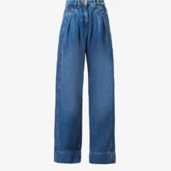 ME AND EM Pleated Wide-leg High-rise Jeans