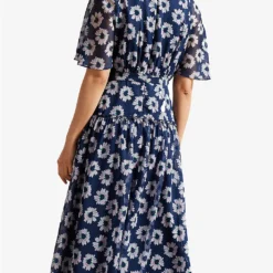 Ted Baker Floral-patterned Tiered Woven Midi Dress -Outlet Pique Style Store R04129690 DKNAVY ALT03