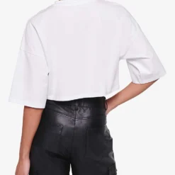 Frances Cropped Oversized Stretch-cotton T-shirt -Outlet Pique Style Store R04129964 WHITE ALT03