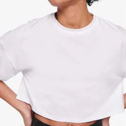 Frances Cropped Oversized Stretch-cotton T-shirt -Outlet Pique Style Store R04129964 WHITE ALT04