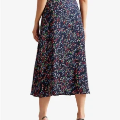 Ted Baker Israa Graphic-print Pleated Woven Midi Skirt -Outlet Pique Style Store R04130073 DKNAVY ALT03