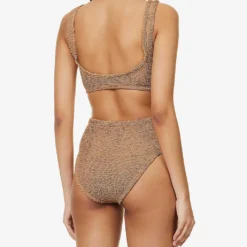 Jessica Crinkled High-rise Bikini -Outlet Pique Style Store R04130205 METALLICCOCOASILVER ALT02
