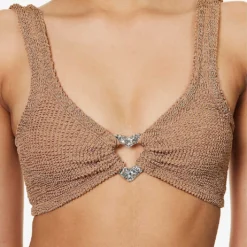 Jessica Crinkled High-rise Bikini -Outlet Pique Style Store R04130205 METALLICCOCOASILVER ALT03