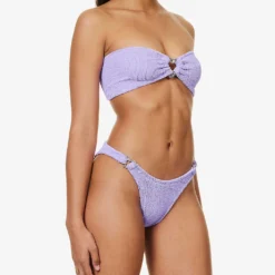 Nicole Crystal-embellished High-rise Bikini -Outlet Pique Style Store R04130206 LILACSILVER ALT02