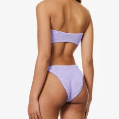 Nicole Crystal-embellished High-rise Bikini -Outlet Pique Style Store R04130206 LILACSILVER ALT03