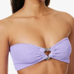 Nicole Crystal-embellished High-rise Bikini -Outlet Pique Style Store R04130206 LILACSILVER ALT04