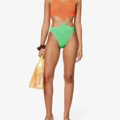 Paige Ring-loop Swimsuit -Outlet Pique Style Store R04130207 ORANGELIME ALT01