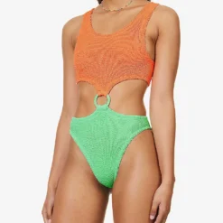 Paige Ring-loop Swimsuit -Outlet Pique Style Store R04130207 ORANGELIME ALT02