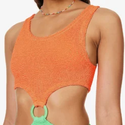 Paige Ring-loop Swimsuit -Outlet Pique Style Store R04130207 ORANGELIME ALT04