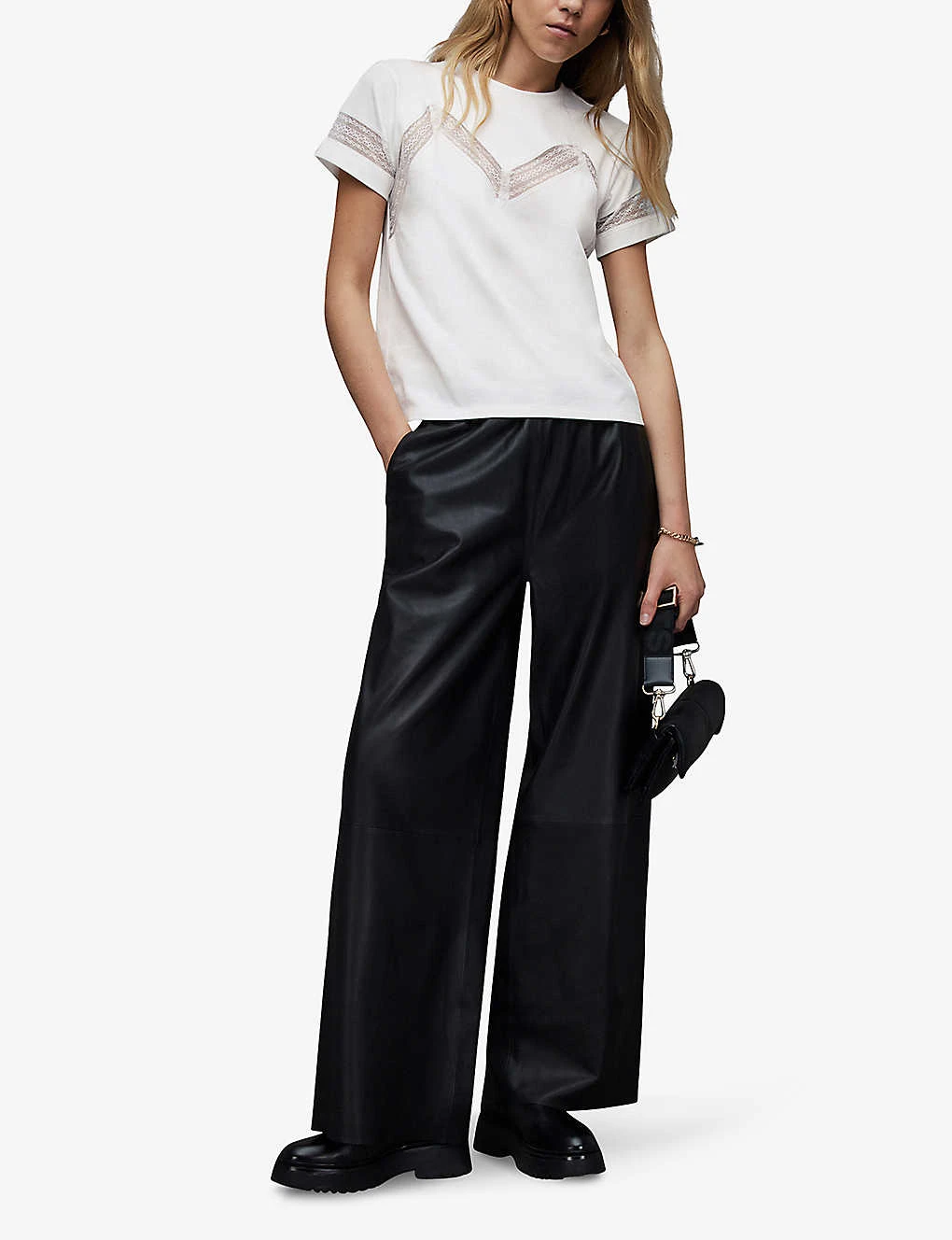 AllSaints Lina Lace-trim Cotton T-shirt 2 AllSaints Lina Lace-trim Cotton T-shirt - Image 2